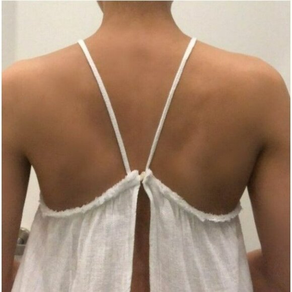 Zara TRF‎ Flowy Backless Frayed Off White Resortwear Bohochic Tank Top Medium - Picture 10 of 13